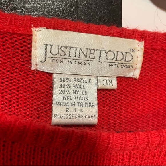 Vintage 90s Soft Wool Blend Holiday Xmas Red Sweater Size 3X Women’s Plus Size - Picture 7 of 9